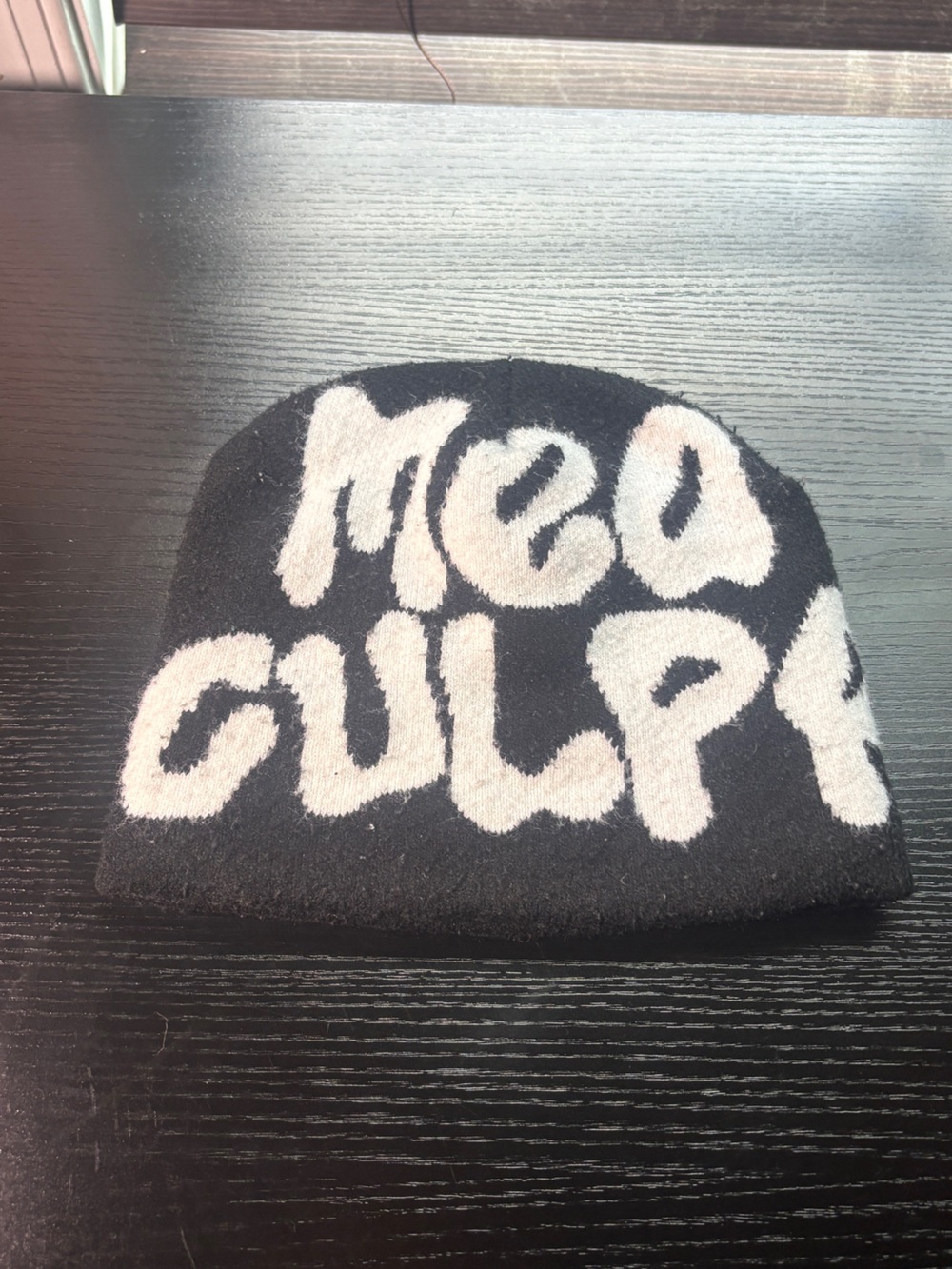 Black and White Graphic Knit Beanie - Men Accessories